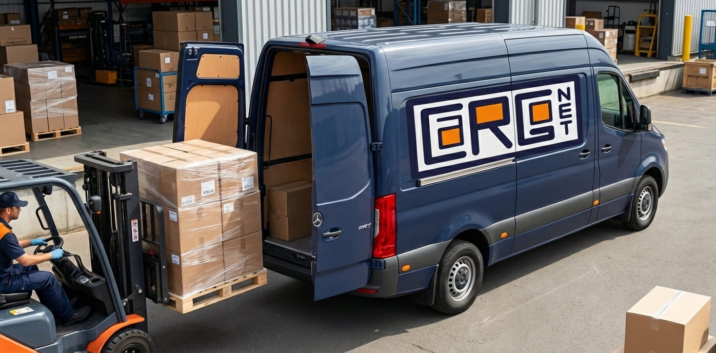 Załadunek towaru do busa ekspresowego Cargonet