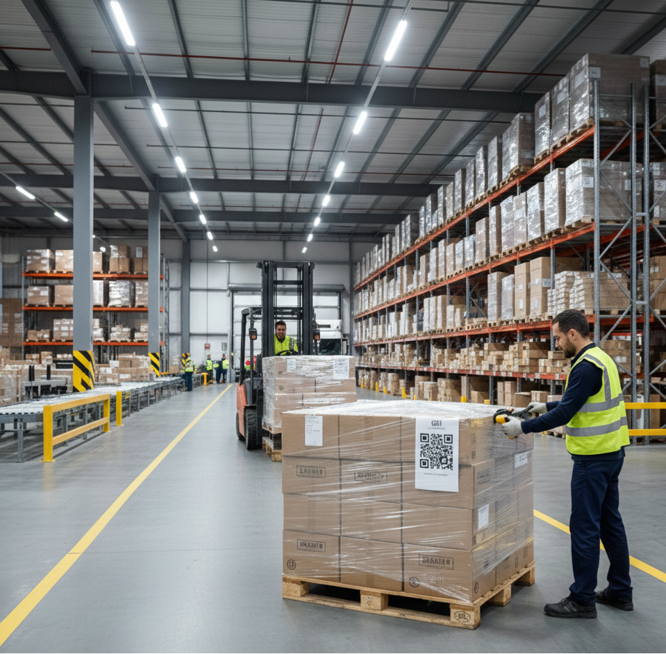 Pakowanie i paletyzacja towaru w magazynie Cargonet
